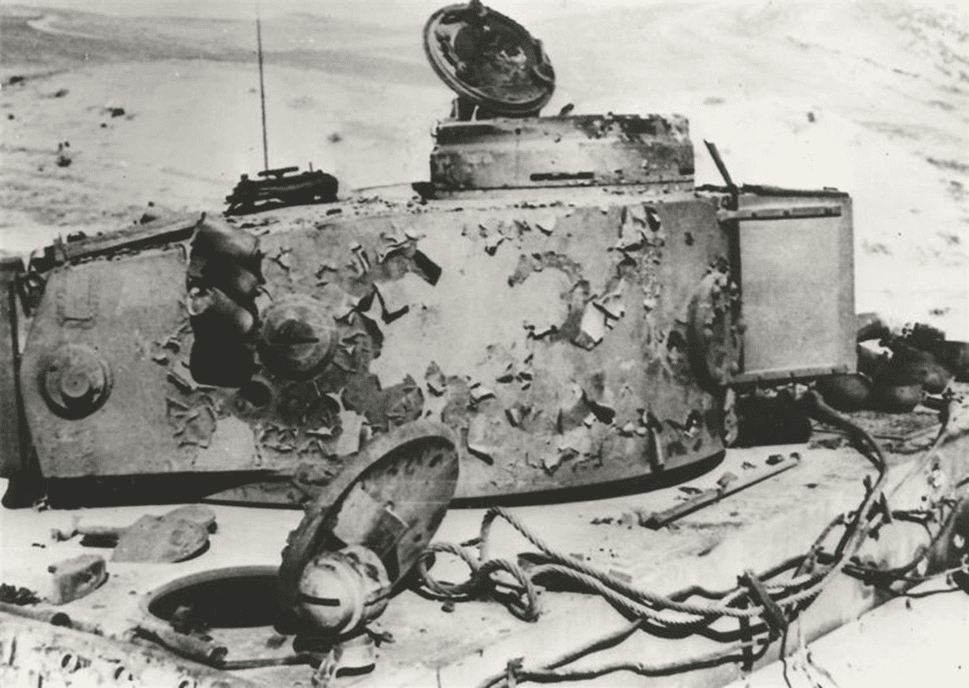 Close up of the turret after the fire.